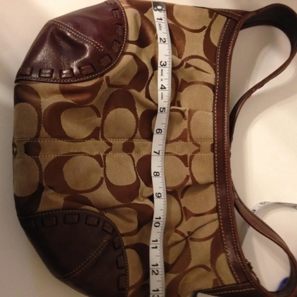 Coach signature sufflette vintage y2k 12227 brown hobo bag leather trim
